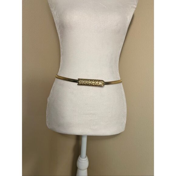 Vintage Gold Tone Snake Wheat Stretch Dress Belt - Picture 2 of 6